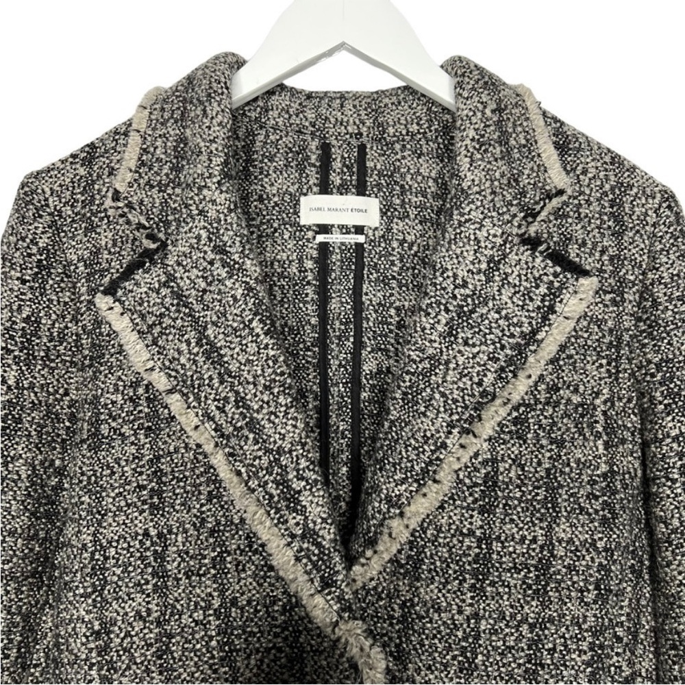 Isabel Marant Etoile Wool Blend Frayed Boucle Tweed Jacket Blazer Size 42 - Picture 4 of 13